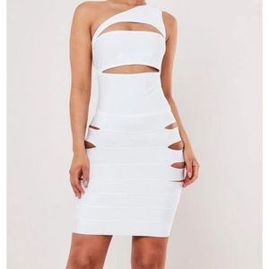 White bandage cut out dress
